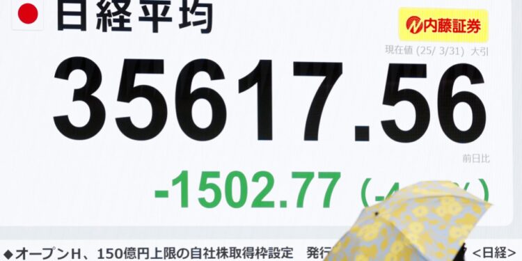 Nikkei stock index tumbles 4% on U.S. tariff concerns