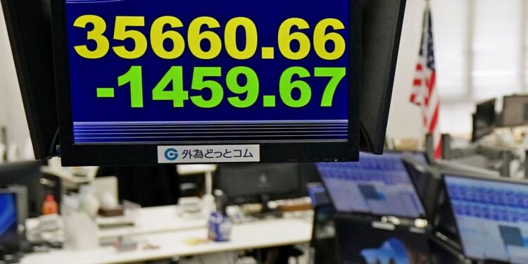 Asian shares are sharply lower over concerns about U.S. economy : NPR
