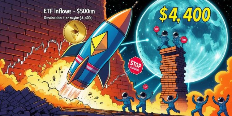 Ethereum (ETH) Price Prediction: Ethereum Eyes $4,400 After Breaking $3K Barrier With $500 Million Inflows