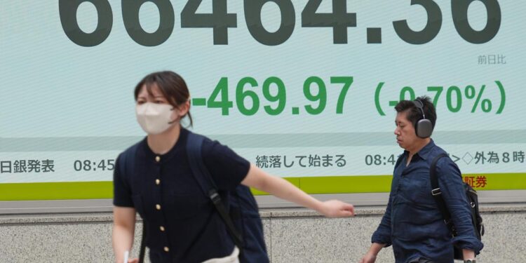 Asian shares mostly slip as latest fighting undermines the US-Iran ceasefire.