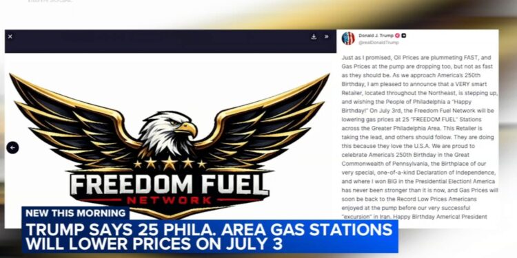 Freedom Fuel Network: 25 gas stations across greater Philadelphia area to lower prices as Independence Day gift, Trump says