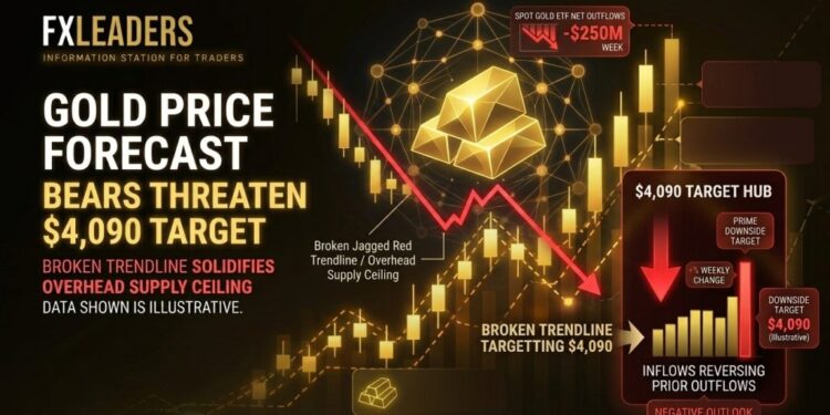 Gold Price Forecast: Bears Threaten $4,090 Target as Broken Trendline Solidifies Overhead Supply Ceiling