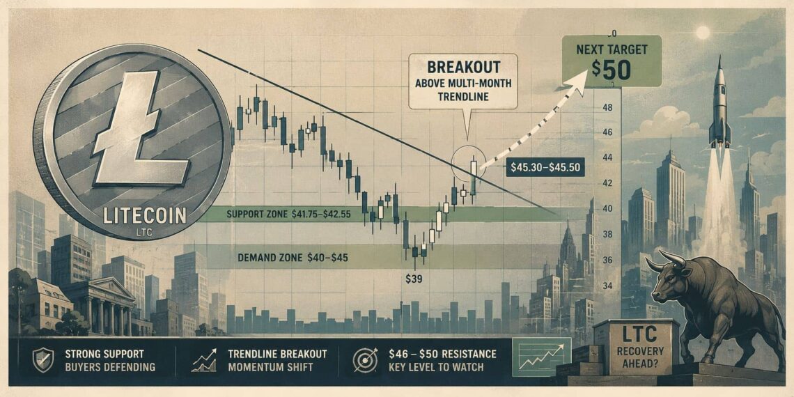 Litecoin (LTC) Price Prediction: Breakout Above Multi-Month Trendline Puts $50 Target Back in Focus